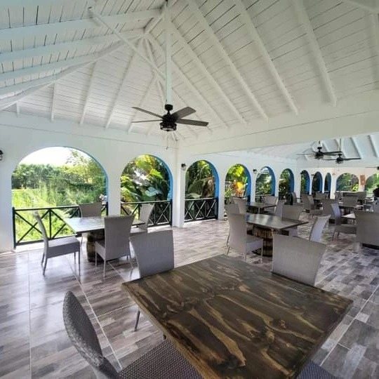 Restaurant terrace with garden view
