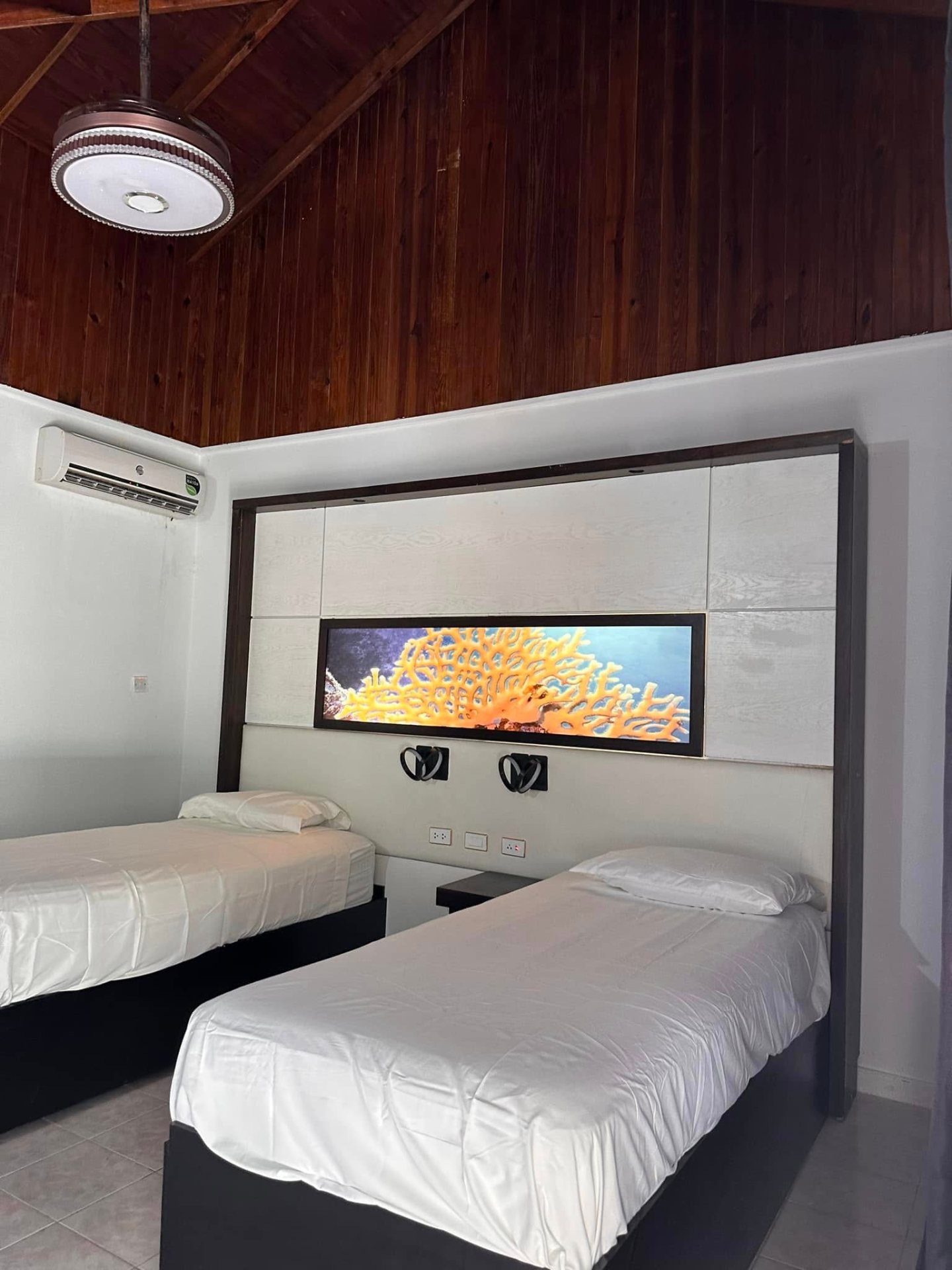 Two beds in the Family Double Room